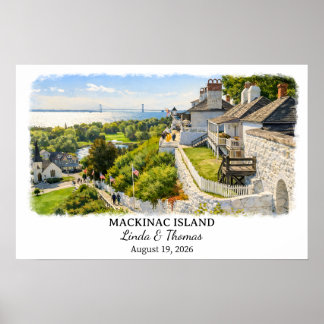 Mackinac Island Michigan Poster, Watercolor, Custo ポスター