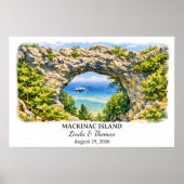 Mackinac Island Michigan Poster, Watercolor, Custo ポスター (正面)