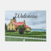 Mackinac Light and Bridge Welcome Doormat ドアマット (正面)