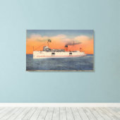 Mackinaw City, MI - View of City of Cheboygan キャンバスプリント (インサイチュ (ウッドフロア))