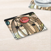 Mackintosh – ステンドグラス窓 スクエアペーパーコースター (アングル)