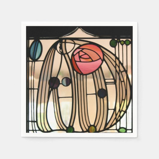 Mackintosh – ステンドグラス窓、ヒルハウス スタンダードカクテルナプキン (正面)