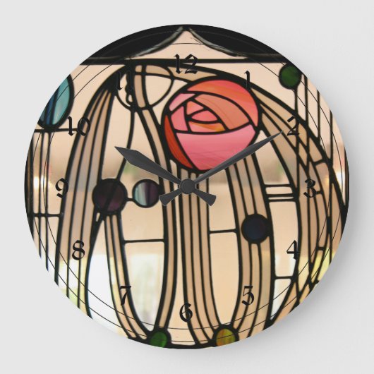 Mackintosh – ステンドグラス窓、ヒルハウス ラージ壁時計 (正面)