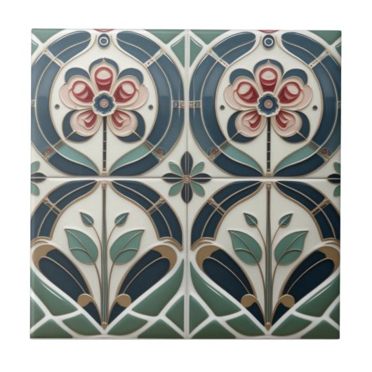 Mackintosh Art Deco Abstract Floral Wall Decor タイル (正面)
