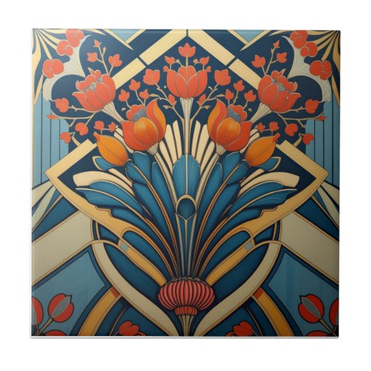 Mackintosh Art Deco Abstract Floral Wall Decor タイル (正面)