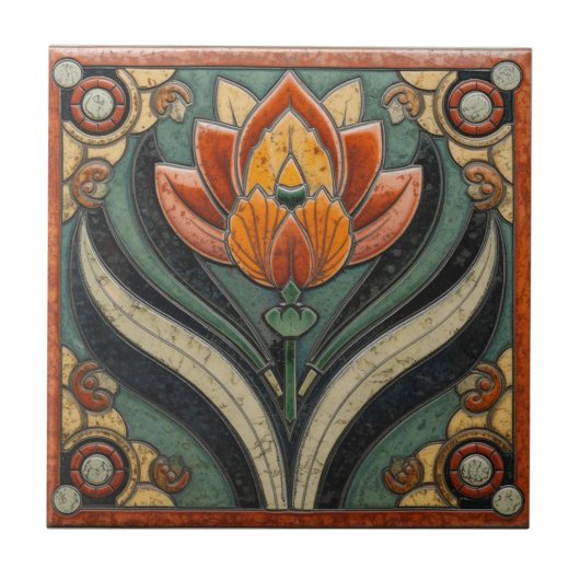 Mackintosh Art Deco Abstract Floral Wall Decor タイル (正面)