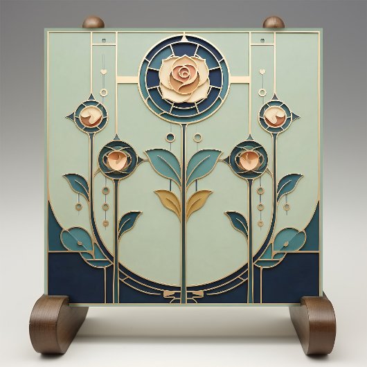 Mackintosh Art Deco Abstract Floral Wall Decor Cer タイル