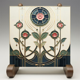 Mackintosh Art Deco Abstract Floral Wall Decor Cer タイル