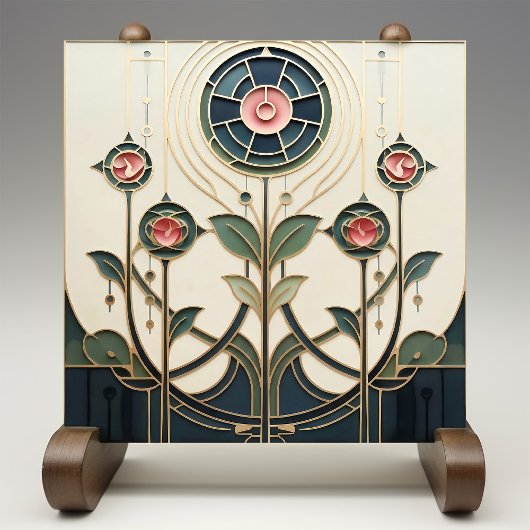 Mackintosh Art Deco Abstract Floral Wall Decor Cer タイル