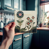 Mackintosh Art Deco Abstract Floral Wall Decor Cer タイル