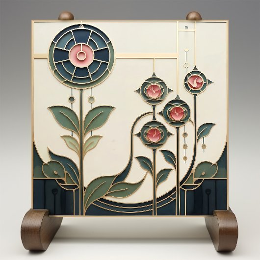Mackintosh Art Deco Abstract Floral Wall Decor Cer タイル