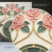 Mackintosh Rose Art Nouveau Faux Stained Glass タイル