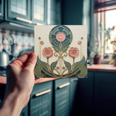 Mackintosh Rose Art Nouveau Faux Stained Glass タイル