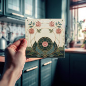 Mackintosh Rose Art Nouveau Faux Stained Glass タイル