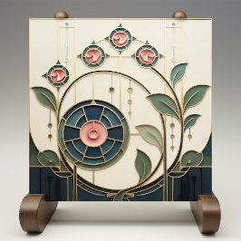 Mackintosh Rose Art Nouveau Faux Stained Glass タイル