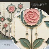 Mackintosh Rose Art Nouveau Faux Stained Glass タイル