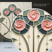 Mackintosh Rose Art Nouveau Faux Stained Glass タイル