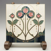 Mackintosh Rose Art Nouveau Faux Stained Glass タイル