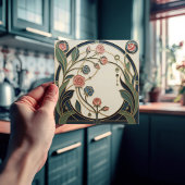 Mackintosh Rose Art Nouveau Faux Stained Glass タイル