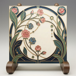 Mackintosh Rose Art Nouveau Faux Stained Glass タイル