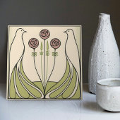 Mackintosh Rose & Birds Art Nouveau Minimalist タイル