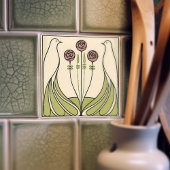 Mackintosh Rose & Birds Art Nouveau Minimalist タイル