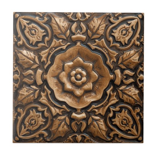 Mackintosh Rose Faux Relief Arts & Crafts Repro タイル (正面)