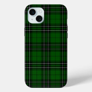 MacLeanタータンチェックグリーンとブラックプレイド iPhone 15 Miniケース