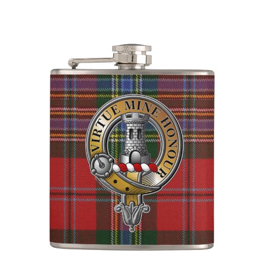 MacLeanタータンチェック&バッジ フラスク (正面)