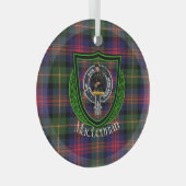 MacLennan Scottish Clan Tartan & Crest ガラスオーナメント (正面右)