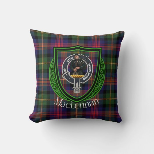 MacLennan Scottish Clan Tartan & Crest クッション (正面)