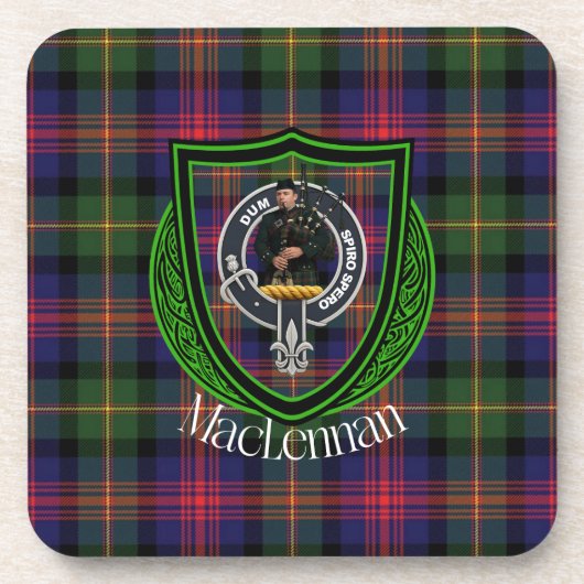 MacLennan Scottish Clan Tartan & Crest コースター (正面)