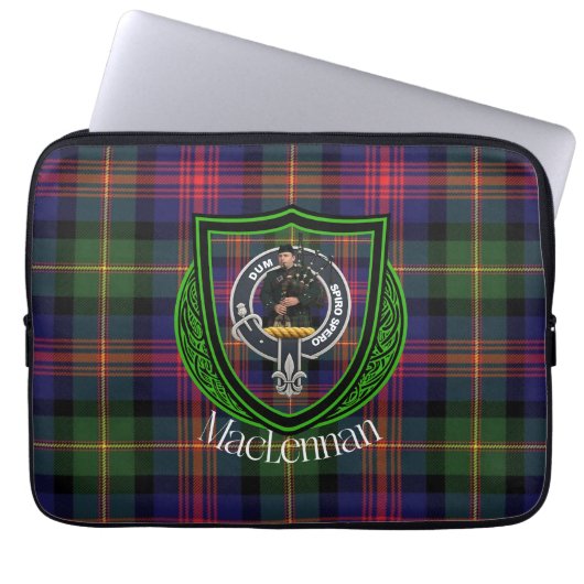 MacLennan Scottish Clan Tartan & Crest ラップトップスリーブ (正面)