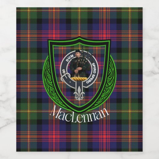 MacLennan Scottish Clan Tartan & Crest ワインラベル (シングルラベル)