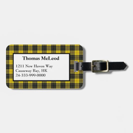 MacLeodの服のタータンチェック格子縞の荷物のラベル ラゲッジタグ (正面横)