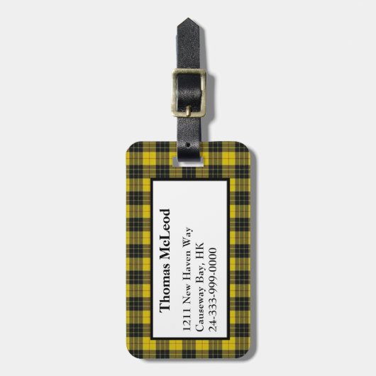 MacLeodの服のタータンチェック格子縞の荷物のラベル ラゲッジタグ (正面縦)