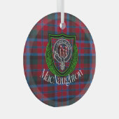 MacNaughton Scottish Clan Tartan & Crest ガラスオーナメント (正面右)