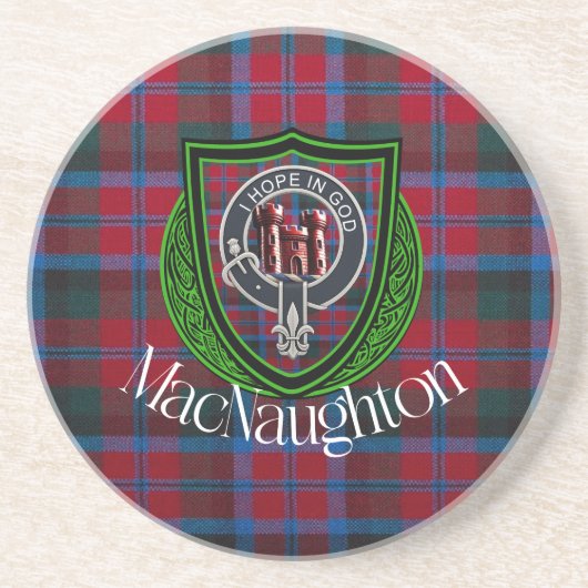 MacNaughton Scottish Clan Tartan & Crest コースター (正面)