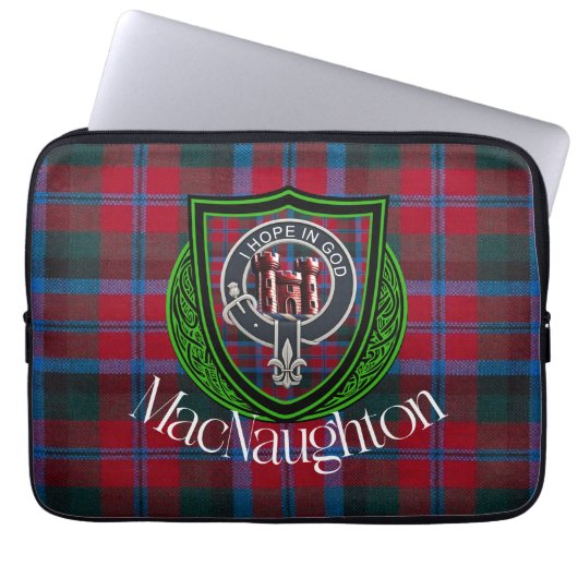 MacNaughton Scottish Clan Tartan & Crest ラップトップスリーブ (正面)