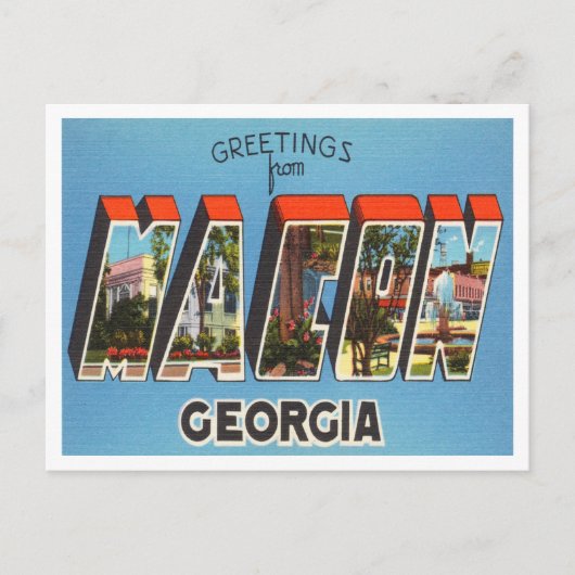 Macon, Georgia Vintage Travelからの挨拶 ポストカード (正面)