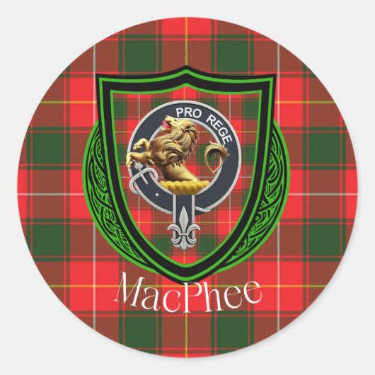 MacPhee スコットランド クラン ターター + クレスト ラウンドシール (正面)
