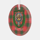 MacPhee Scottish Clan Tartan & Crest ガラスオーナメント (正面左)