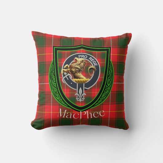 MacPhee Scottish Clan Tartan & Crest クッション (正面)