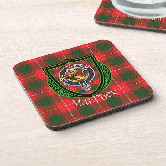 MacPhee Scottish Clan Tartan & Crest コースター (左側)