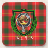 MacPhee Scottish Clan Tartan & Crest コースター (正面)