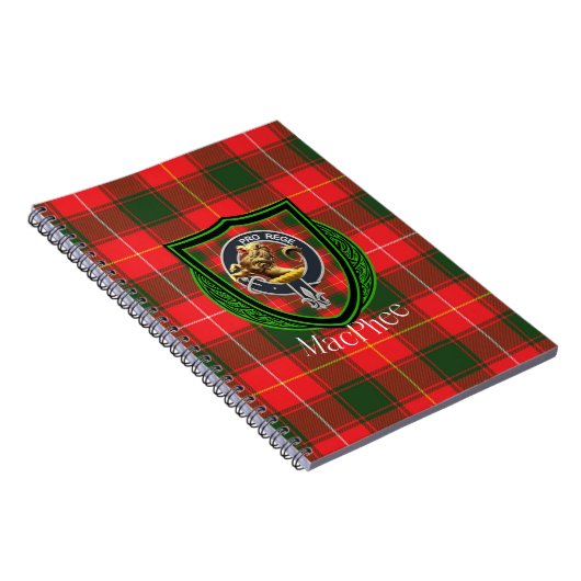 MacPhee Scottish Clan Tartan & Crest ノートブック (右側)