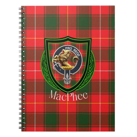 MacPhee Scottish Clan Tartan & Crest ノートブック (正面)