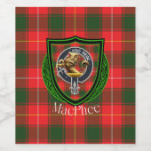 MacPhee Scottish Clan Tartan & Crest ワインラベル (シングルラベル)