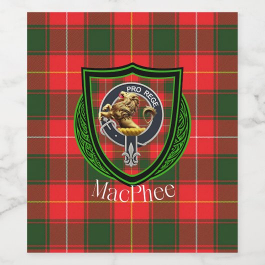 MacPhee Scottish Clan Tartan & Crest ワインラベル (シングルラベル)