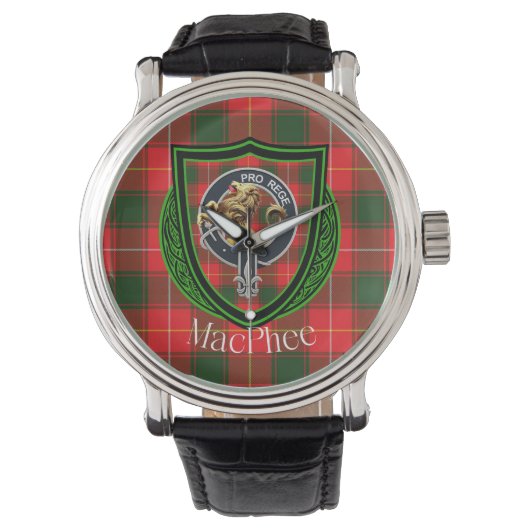 MacPhee Scottish Clan Tartan & Crest 腕時計 (正面)
